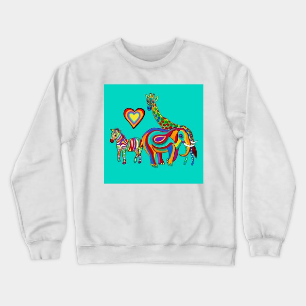 Rainbow Savanna (teal) Crewneck Sweatshirt by MagaliModoux